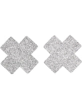 Fever Small Glitter Cross Nipple Pasties, Black - FV20783 by Fever